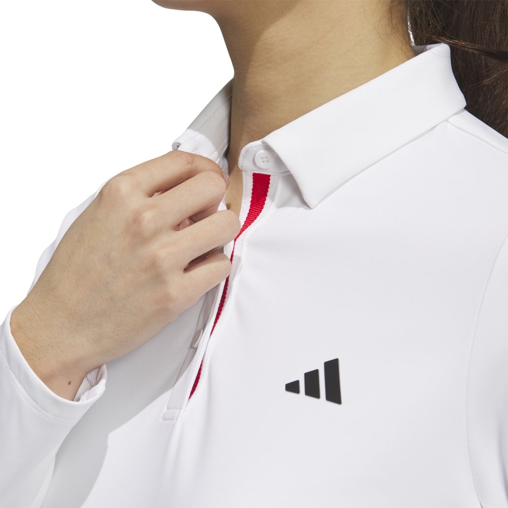 adidas White Long Sleeve Polo Shirt